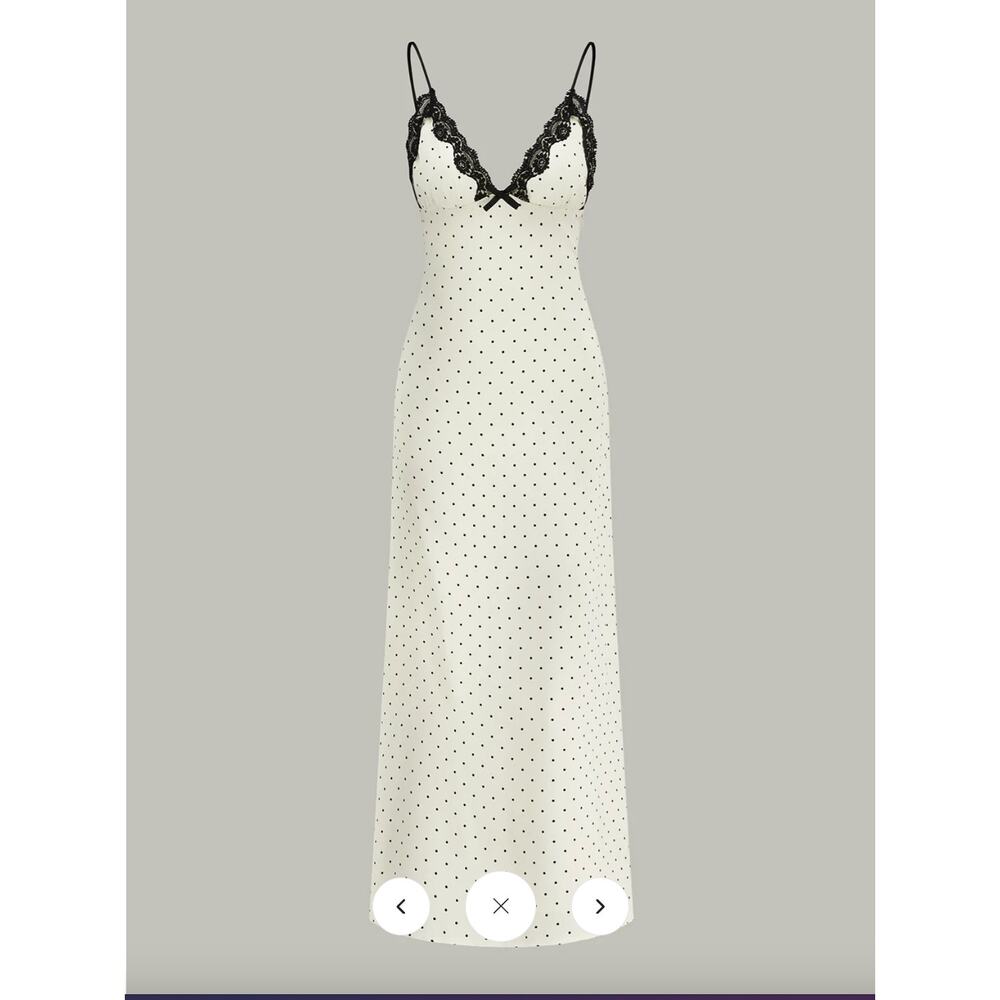 Commense Lace Trim Polka Dot Cami Midi Dress Sz XL